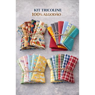 Kit Retalhos Tricoline 100% Algodão 20x50cm – 4 ou 8 Peças | Patchwork, Artesanato, Costura Criativa em Oferta na Shopee
