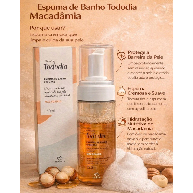 Sabonete Em Espuma Para O Corpo Natura Tododia Macadâmia 150 Ml