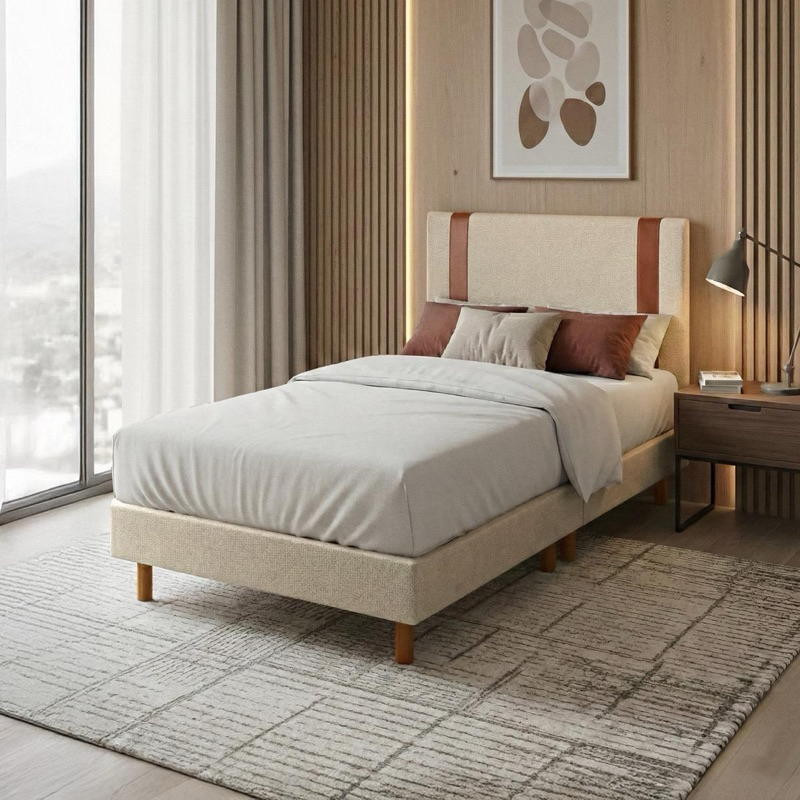 Conjunto 2 em 1 Base Box Cama Solteiro Dobravel Suede 88x188x24 Cabeceira Reforçada Moderna Conjunto Completom