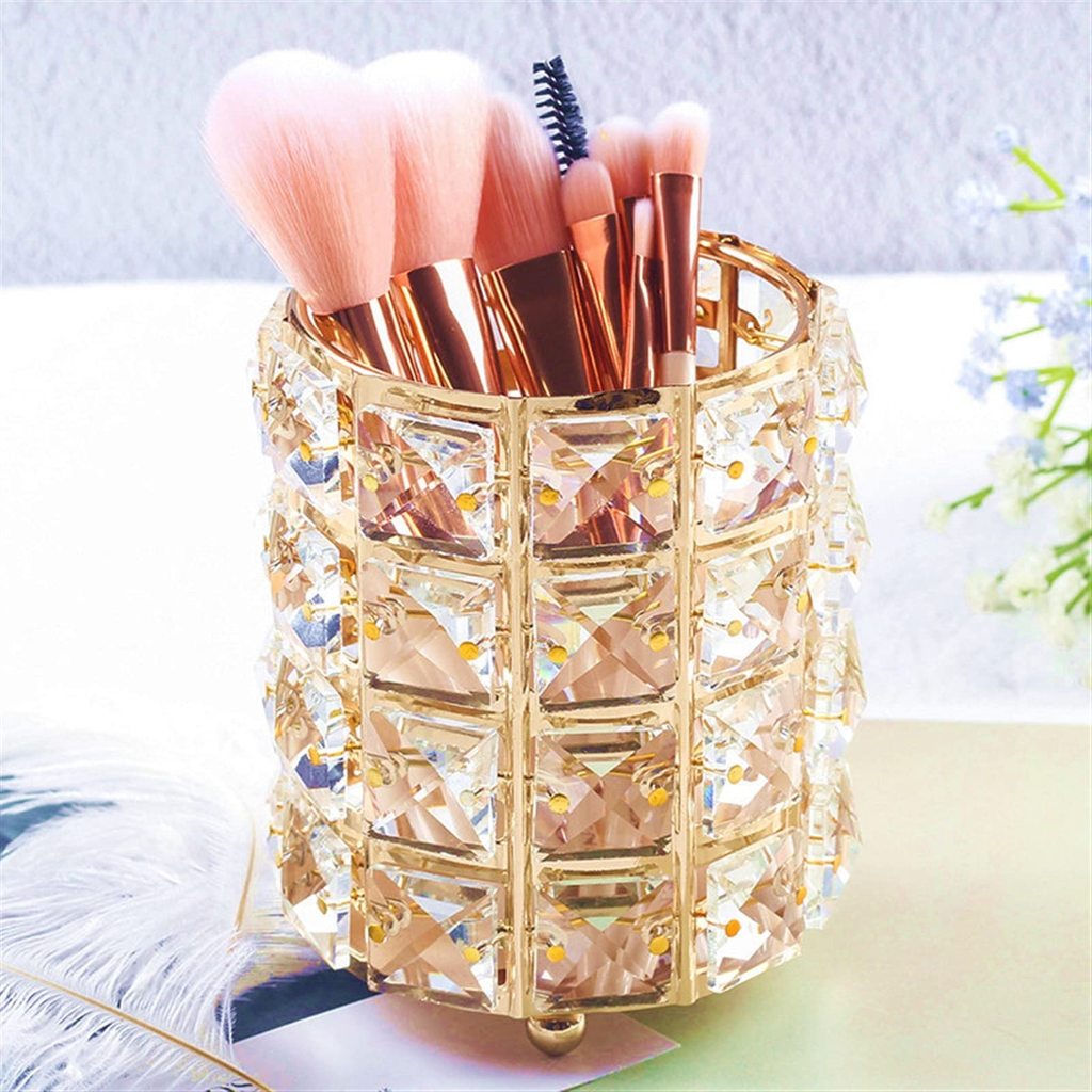 Porta Pincel Dourado Cristal Luxo Organizador Maquiagem Make Blush Unhas de gel para alongamento de unhas