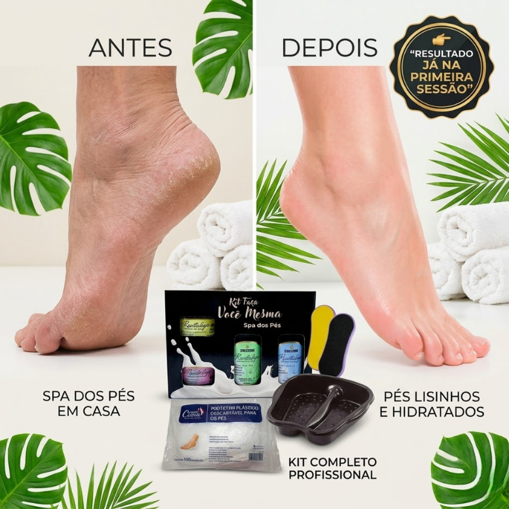 Kit Spa dos Pés Completo Profissional Cruzeiro +Bacia Pedicure+Protetores Descartávei+Lixas de Calo