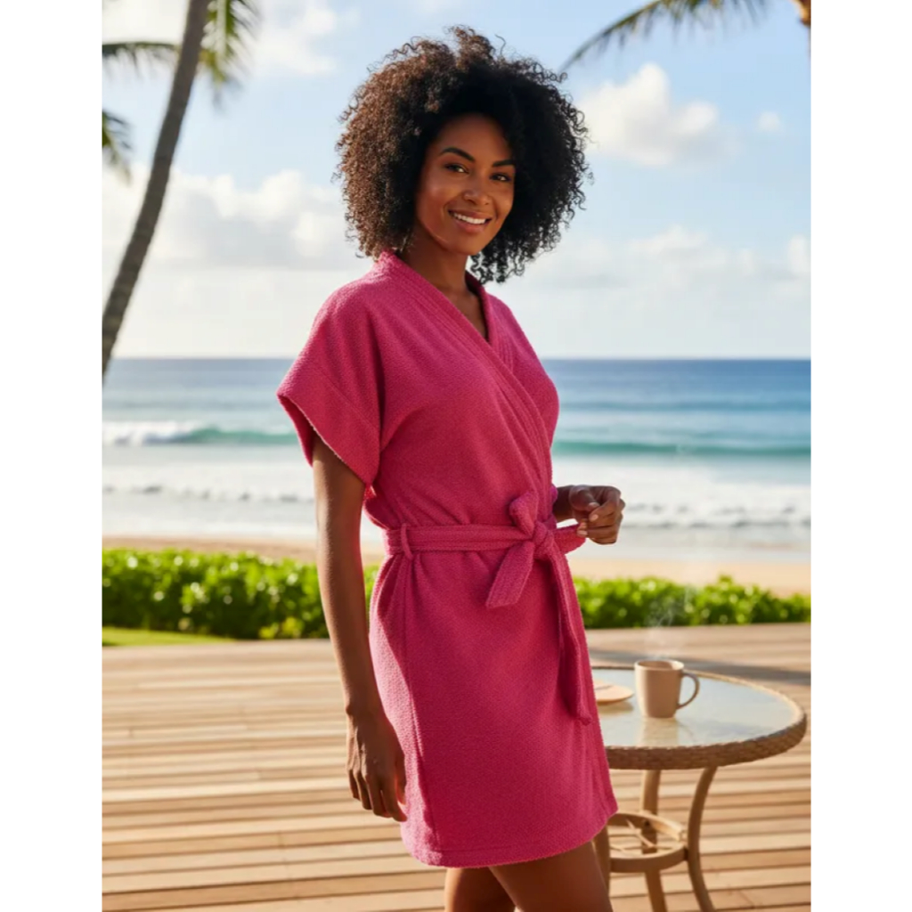 Roupao Felpudo Adulto Curto Havai Pink Tamanho M Lepper