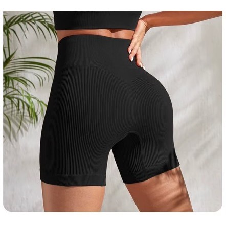 Shorts Fitness Canelado Academia Cintura Alta Feminino Premium Sport Sem Costura Academia Bermuda Yoga e Pilates