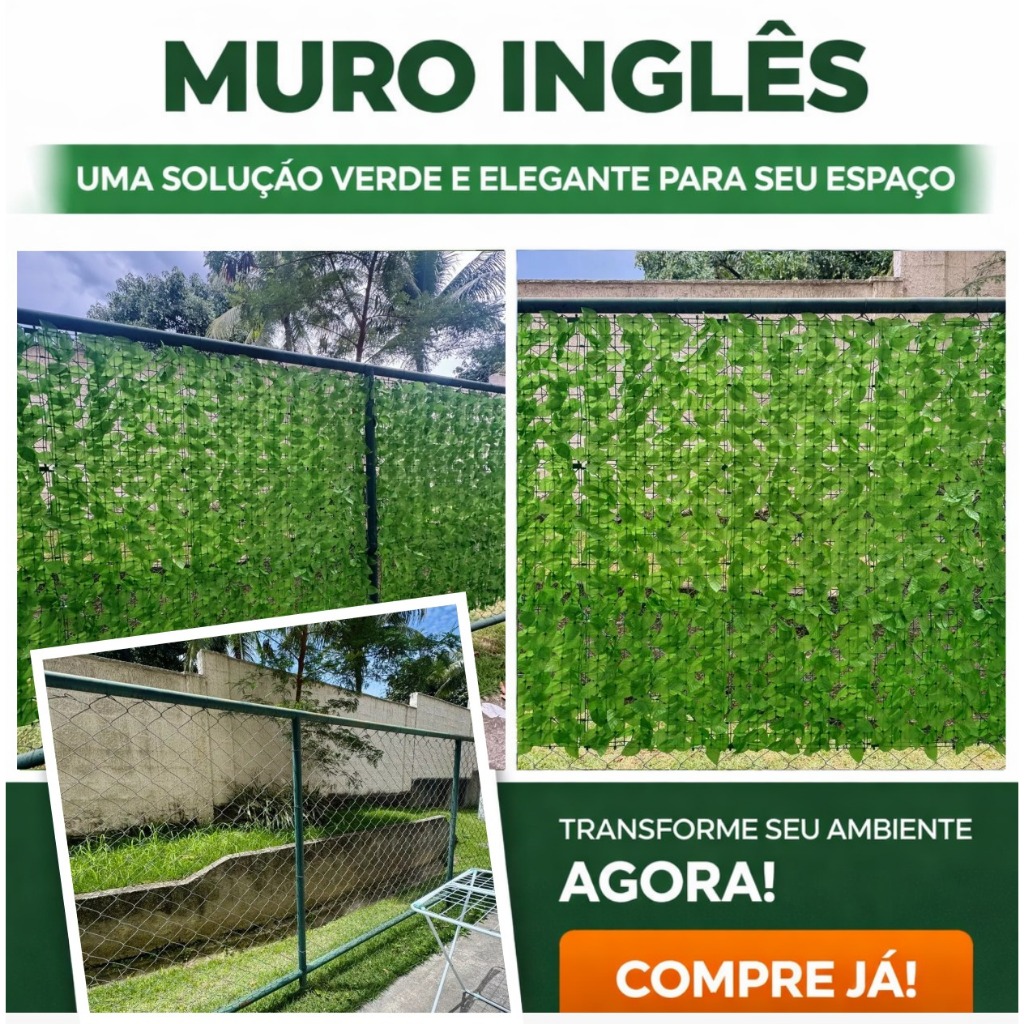 Kit Muro Inglês Jardim Vertical 2x1 Metros Hera Artificial Para Área Interna.