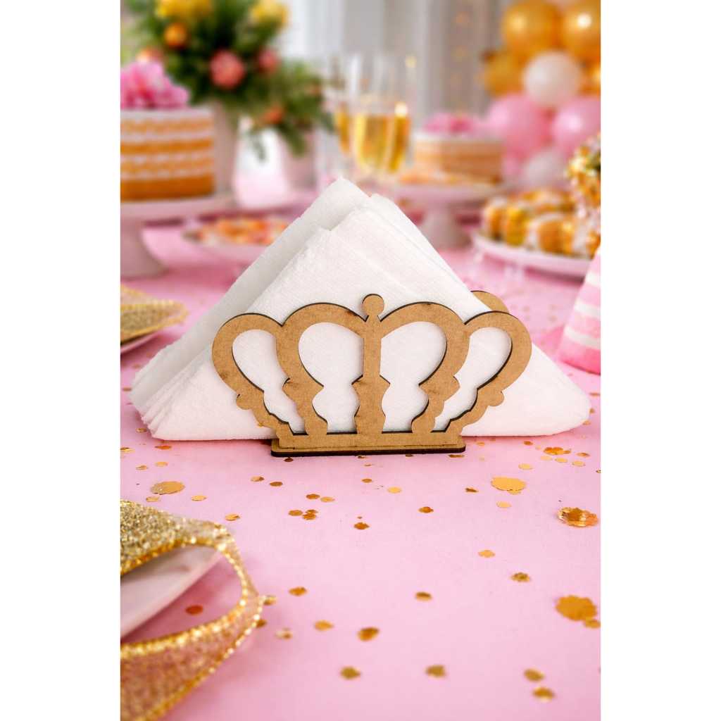 Kit 10 30 50 Porta Guardanapo COROA em Mdf CRU para Decoração festas Aniversário