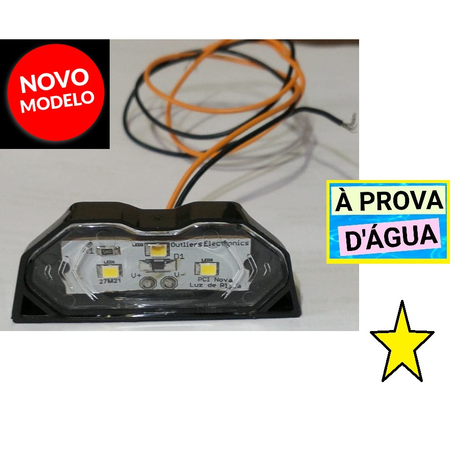 LANTERNA PARA PLACA OUTLIERS ACRILICO BI-VOLT ( 12V 24V ) MODELO UNIVERSAL PARA ADAPTAÇÃO CARRO MOTO CARRETINHA CAMINHÃO