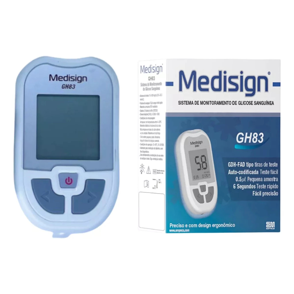 Kit Medidor De Glicemia Diabetes Glicosímetro Medisign Gh83