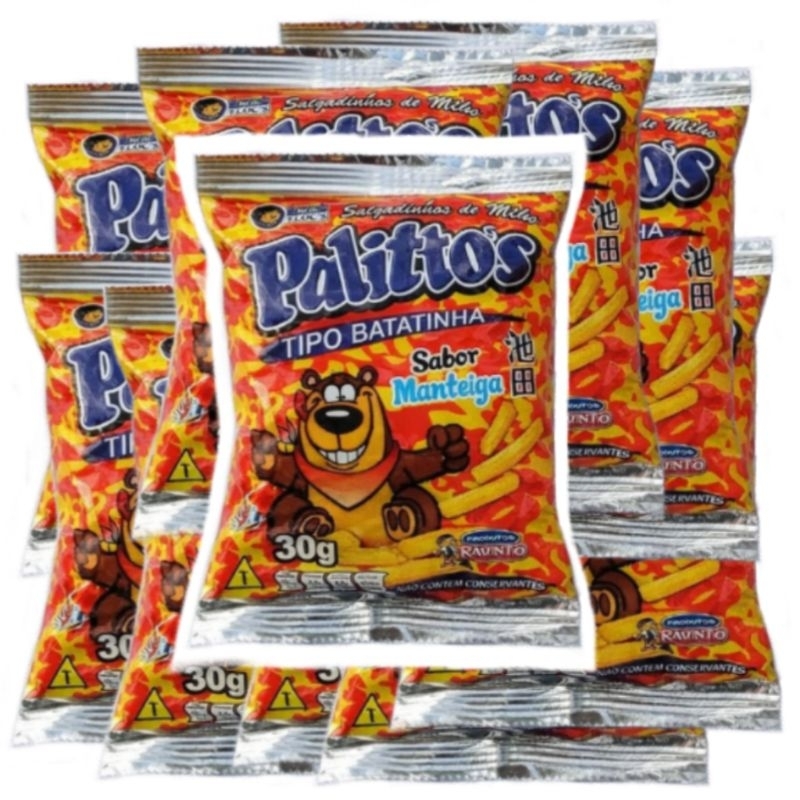 KIT com 10x salgadinhos Palitto's tipo batatinha 30g, 50g e 70g da Karintó. — imagem 2 de 2