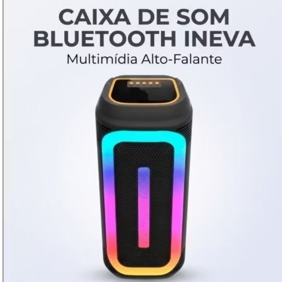 Caixa de Som Multimídia Alto-Falante LED RGB Bluetooth 20W INOVA MD-12268