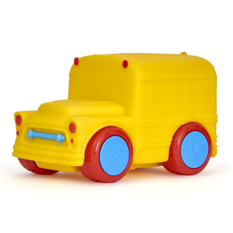 Carrinho Buss Infantil Vinil Macio Baby Soft Cars Mordedor Com Rodinhas Livres Borracha - Puff Toys