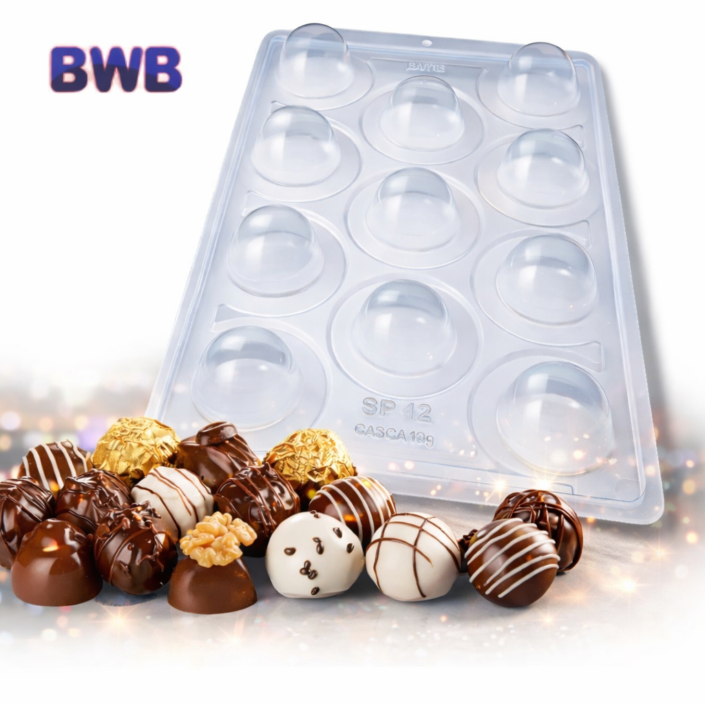 Forma Trufa 3 Partes com Silicone – Bombom Gourmet 20g 30g 45g 60g | Acabamento Profissional | Desmolde Fácil - BWB em Oferta na Shopee