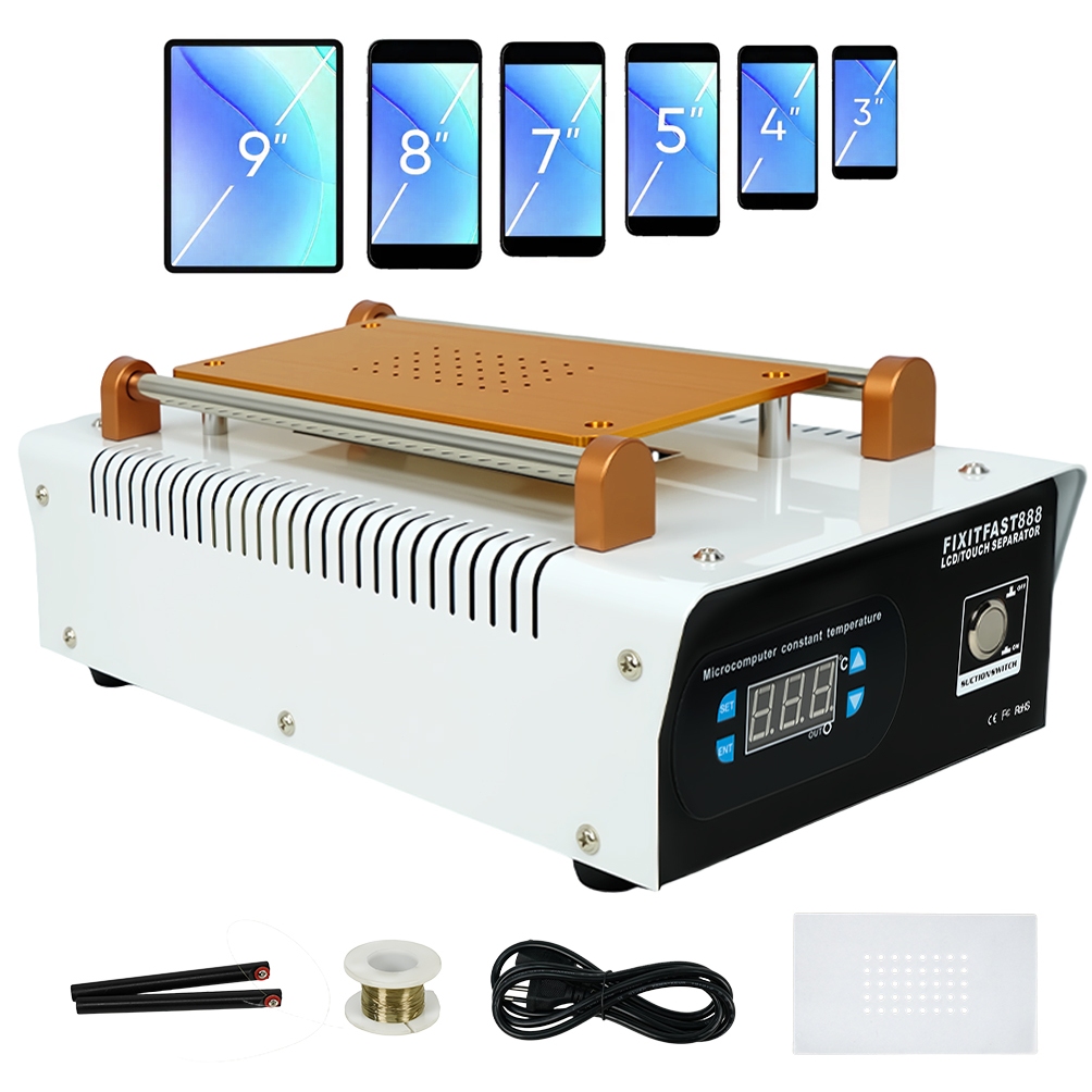 Separador de Tela LCD 2 em 1 Aquecimento Vácuo para Celular e Tablet até 9 Polegadas Kit Profissional