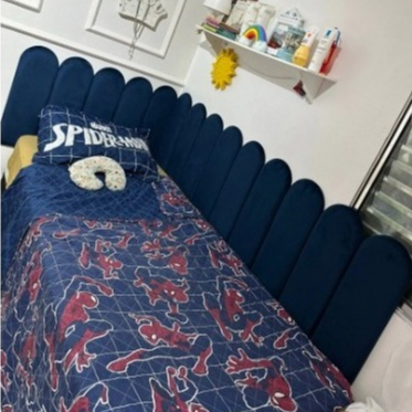 Kit Com Até 10 Placas Cabeceira Estofada Modular em Tiras Modelo Nuvem 60x20cm Infantil Moderno