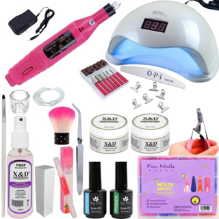 Kit Alongamento Unha Gel Fibra Manicure Completo Lixadeira Caneta Profissional MOLDE F1 em Oferta na Shopee