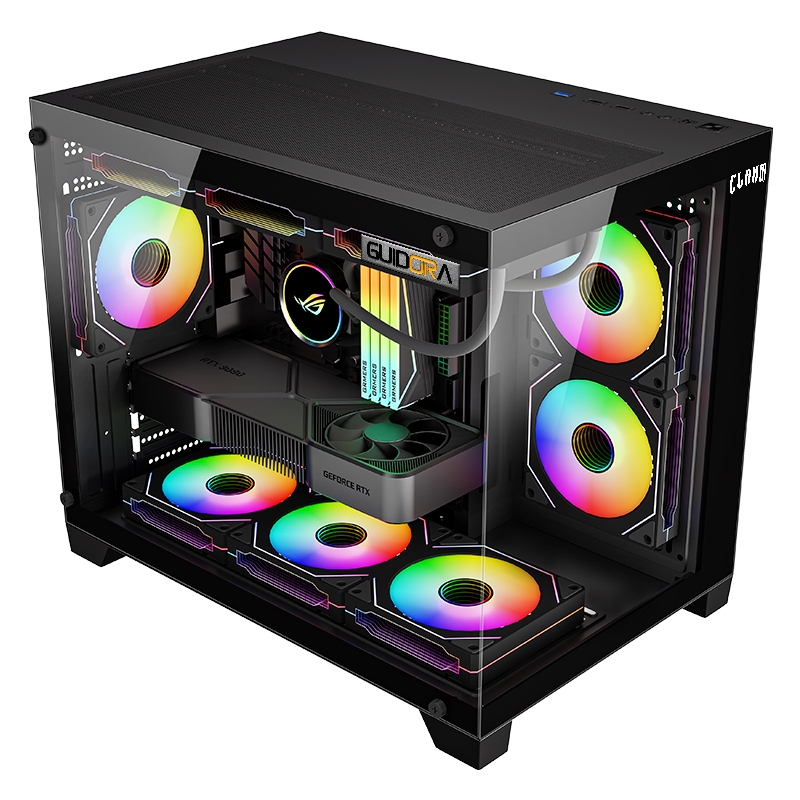 Gabinete Gamer Mid Tower CLANM Guidora Airflow Suporte Water Cooler 360mm VGA 380mm