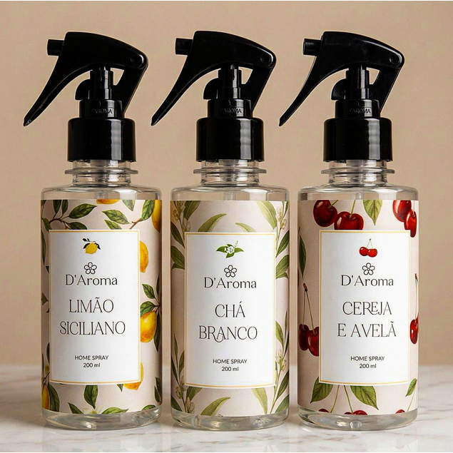 Home Spray Odorizante De Ambiente 200ml Fragrâncias Premium D'Aroma - Vários Aromas