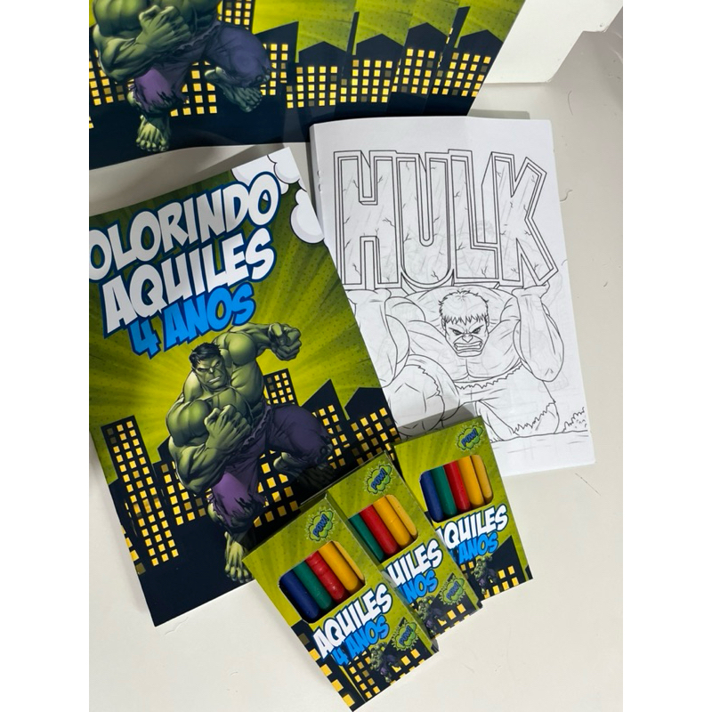 Livrinho de Colorir Hulk Personalizado – Lembrancinha Infantil – Revista para Colorir Festa Herói