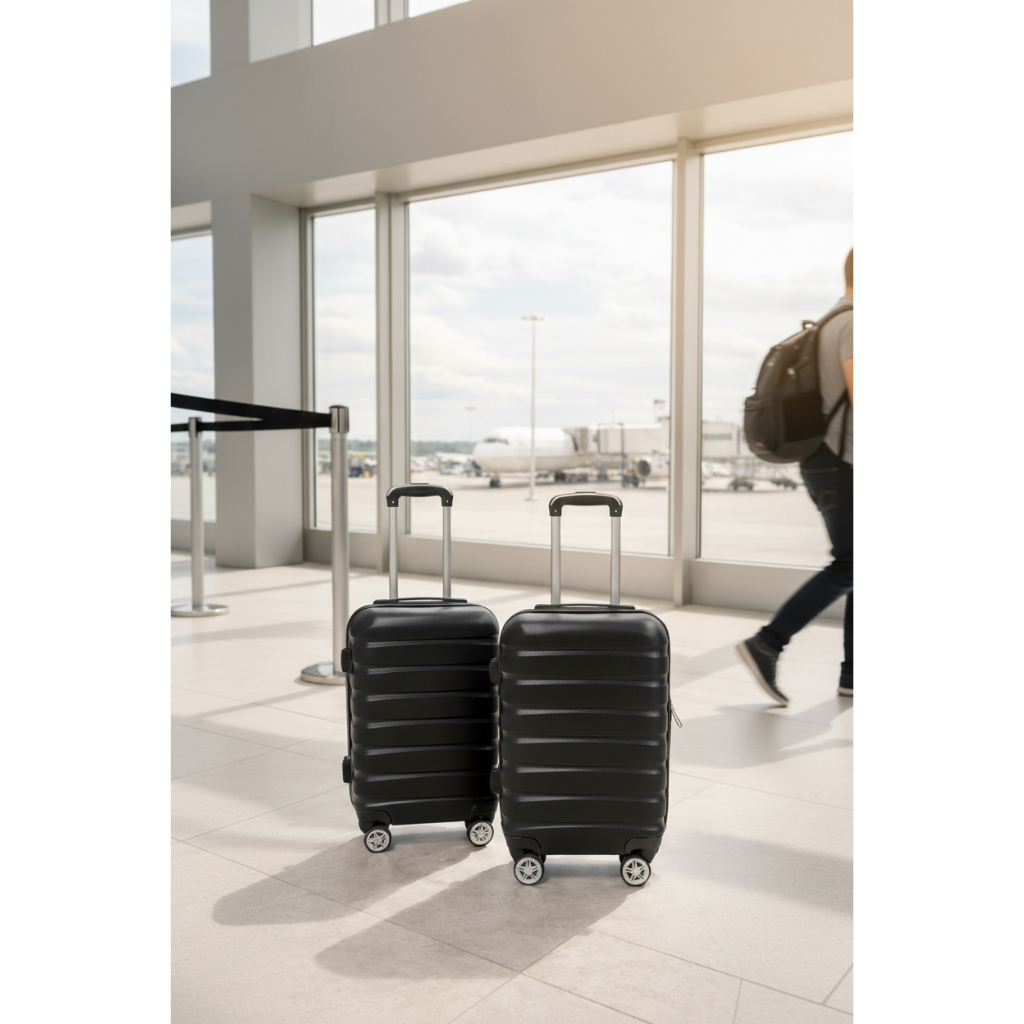 Kit 2 Malas Viagem Rodinhas Pequeno Medio Resistente Preta Viagem