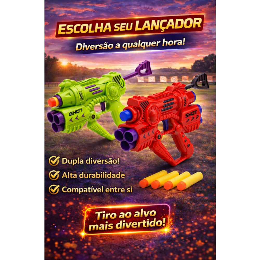 Pistola Dardo Espuma Brinquedo Infantil Lançador Dardos Estilo Nerf