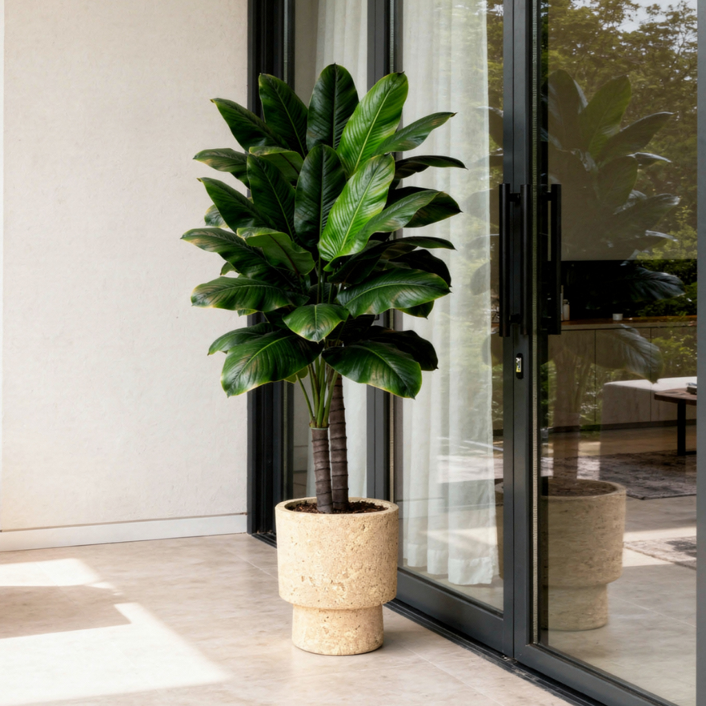2 Arranjo Árvore Bananeira Planta 36 Folhagens Enfeite Sala Escritório Jardim Sem Vaso