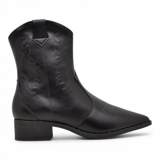 Bota Beira Rio Conforto Feminina Cano Curto Western Salto Grosso Bico Fino Original em Oferta na Shopee