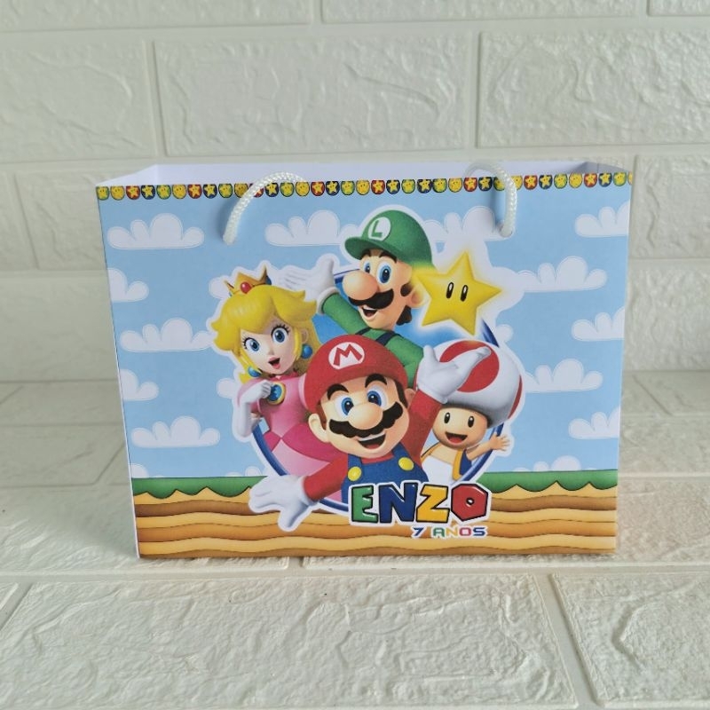 Sacolinha Personalizada Super Mario lembrancinha Super Mario Bros