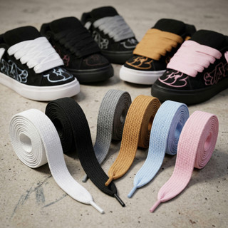 Kit 2 Pares Cadarço Largo Estilo Hip Hop Dança Chato Fat Lace Grosso 17mm 120 cm Streetwe…
