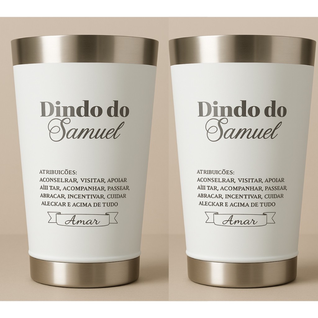 kit 2 copo térmico convite PADRINHO MADRINHA DINDA E DINDO personalizado Com Nomes