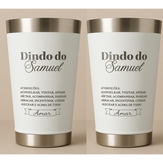 kit 2 copo térmico convite PADRINHO MADRINHA DINDA E DINDO personalizado Com Nomes