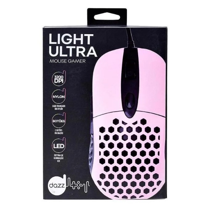 Mouse Gamer Light Ultra 3200 Dpi Usb 2.0 Rosa Dazz