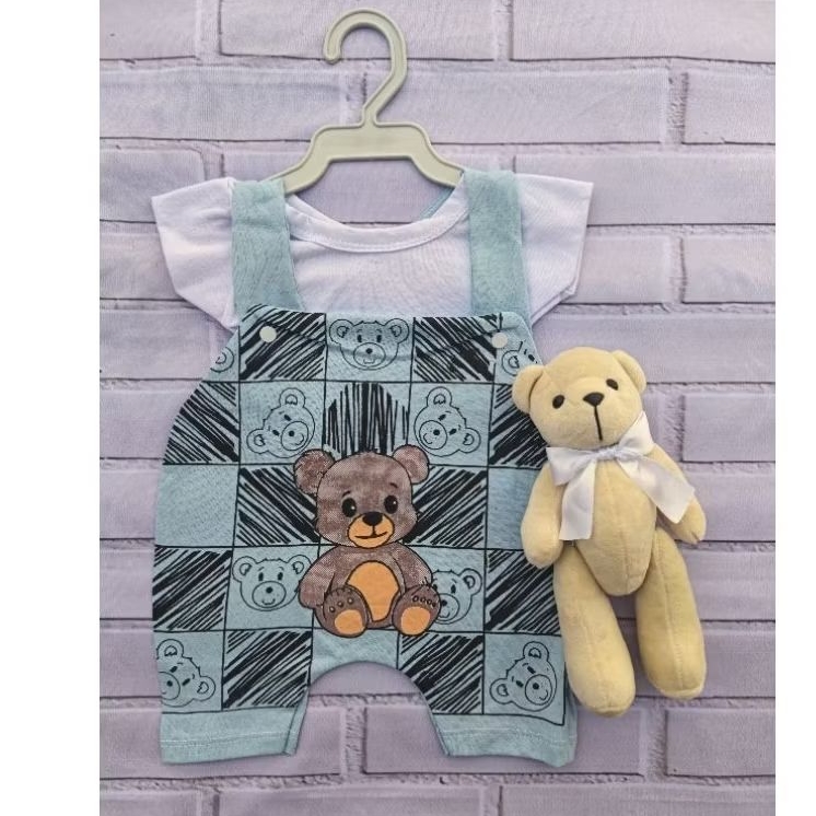 Conjunto Bebê Algodão Macacão Curto + Camiseta 3 a 6 Meses Roupa Infantil Masculino menino calor verão Confortável