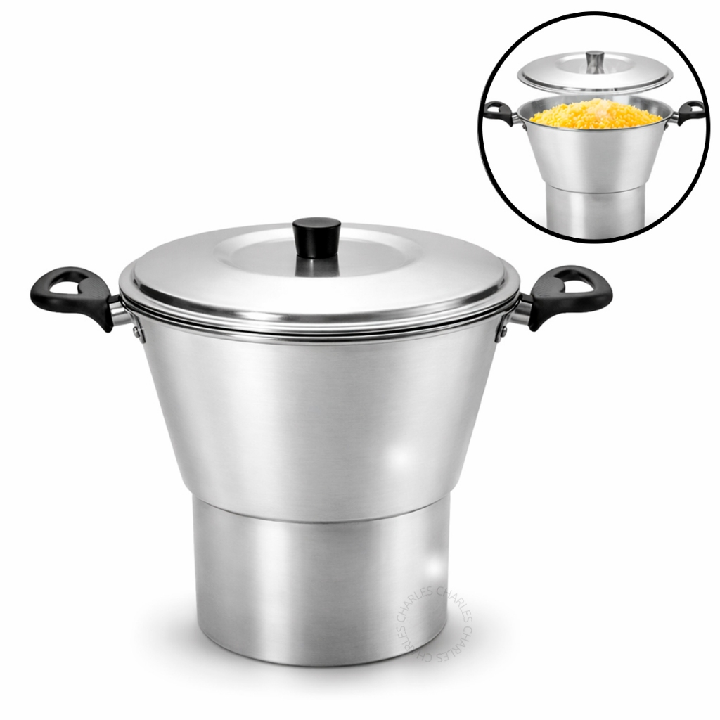 Imagem Cuscuzeiro Alumínio Reforçada N16 Tampa Panela Inox Cuscuz