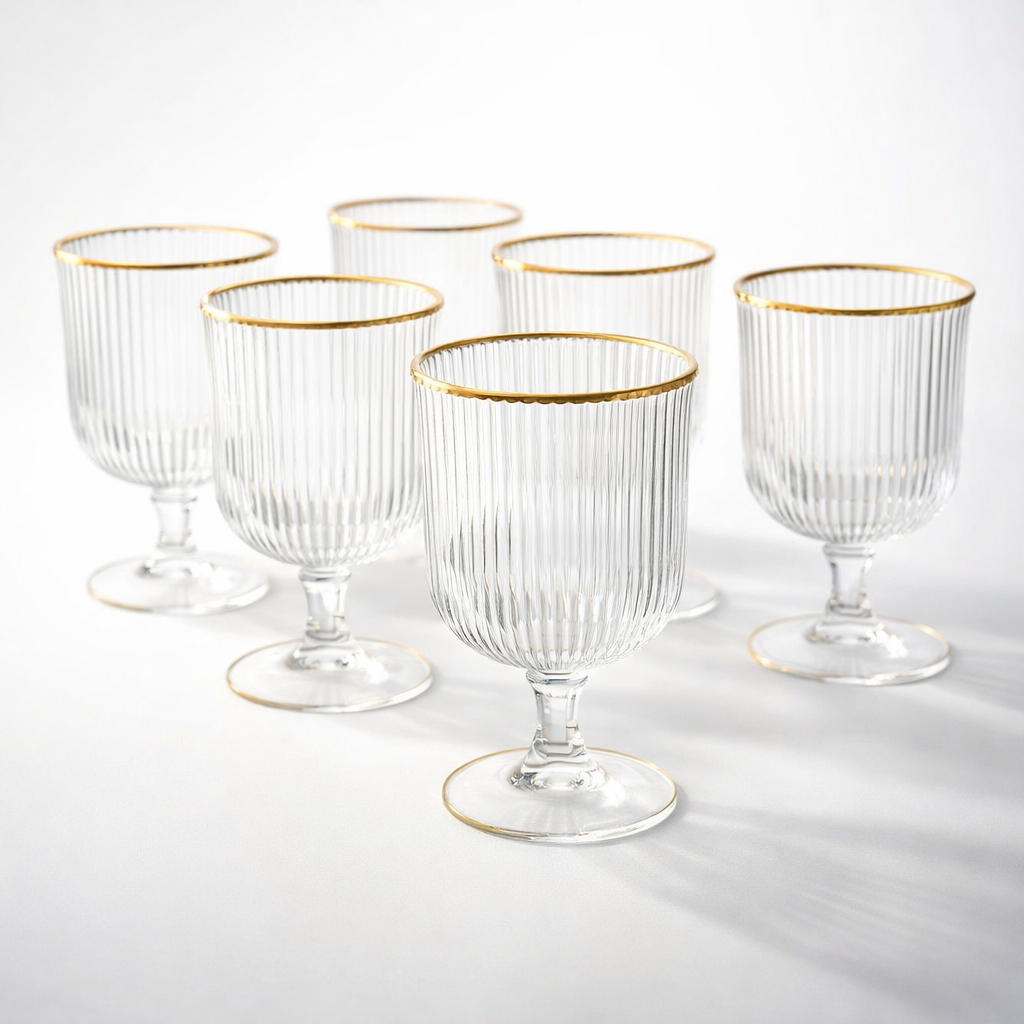 Kit Conjunto 2, 4, 6 ou 12 Taças Versalhes Borda Dourada 340ml Água Suco Restaurante Presente Casa em Oferta na Shopee