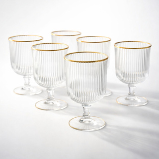 Kit Conjunto 2, 4, 6 ou 12 Taças Versalhes Borda Dourada 340ml Água Suco Restaurante Presente Casa em Oferta na Shopee