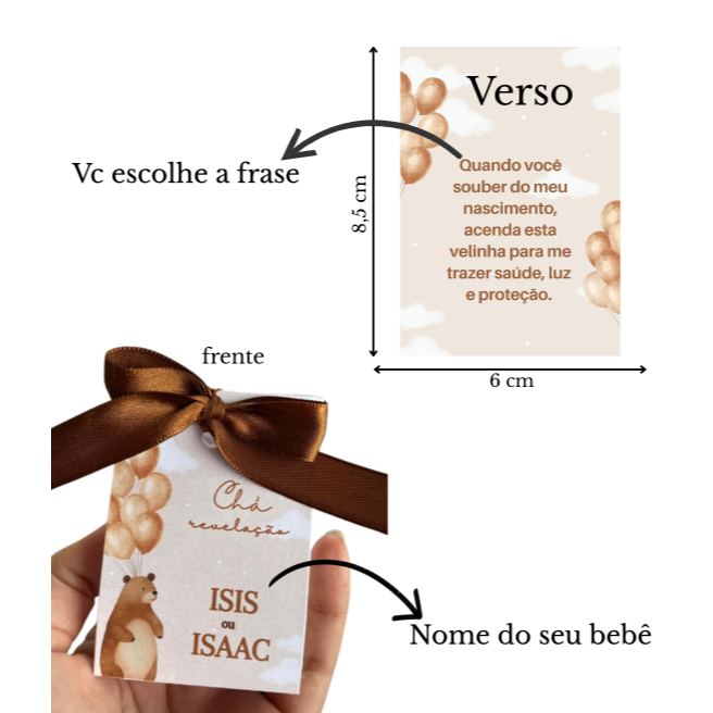 kit 30, 40 ou 50 vela de Ursinho - chá revelação - vela + caixa personalizada — imagem 2 de 2