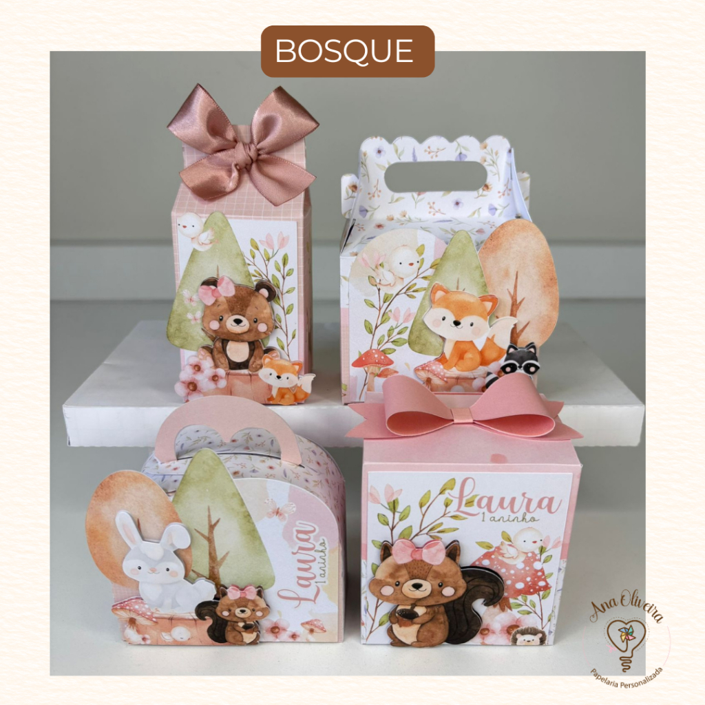 Kit Festa Bosque menina 02  | Lembrancinhas | Festa | Aniversário | Personalizados | Caixinhas