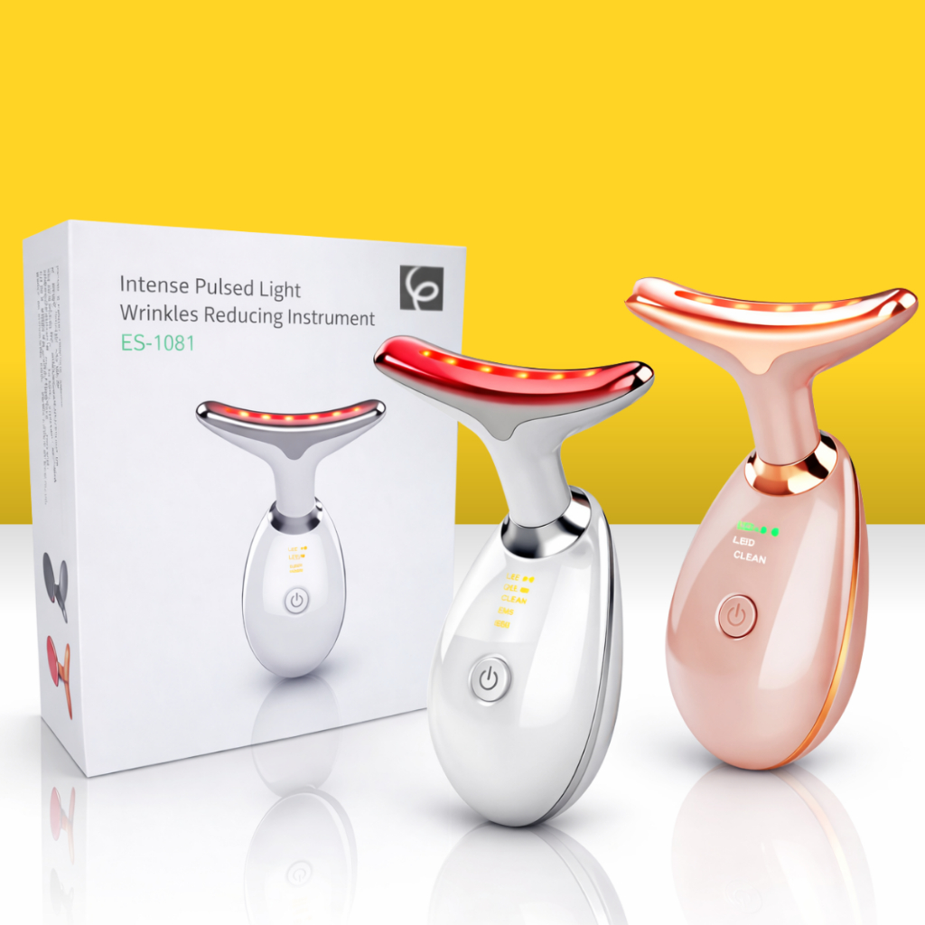 Massageador Facial Portátil Aparelho Anti-Rugas com Led 7 Modos Vibração recarregável Skin Care para Estética