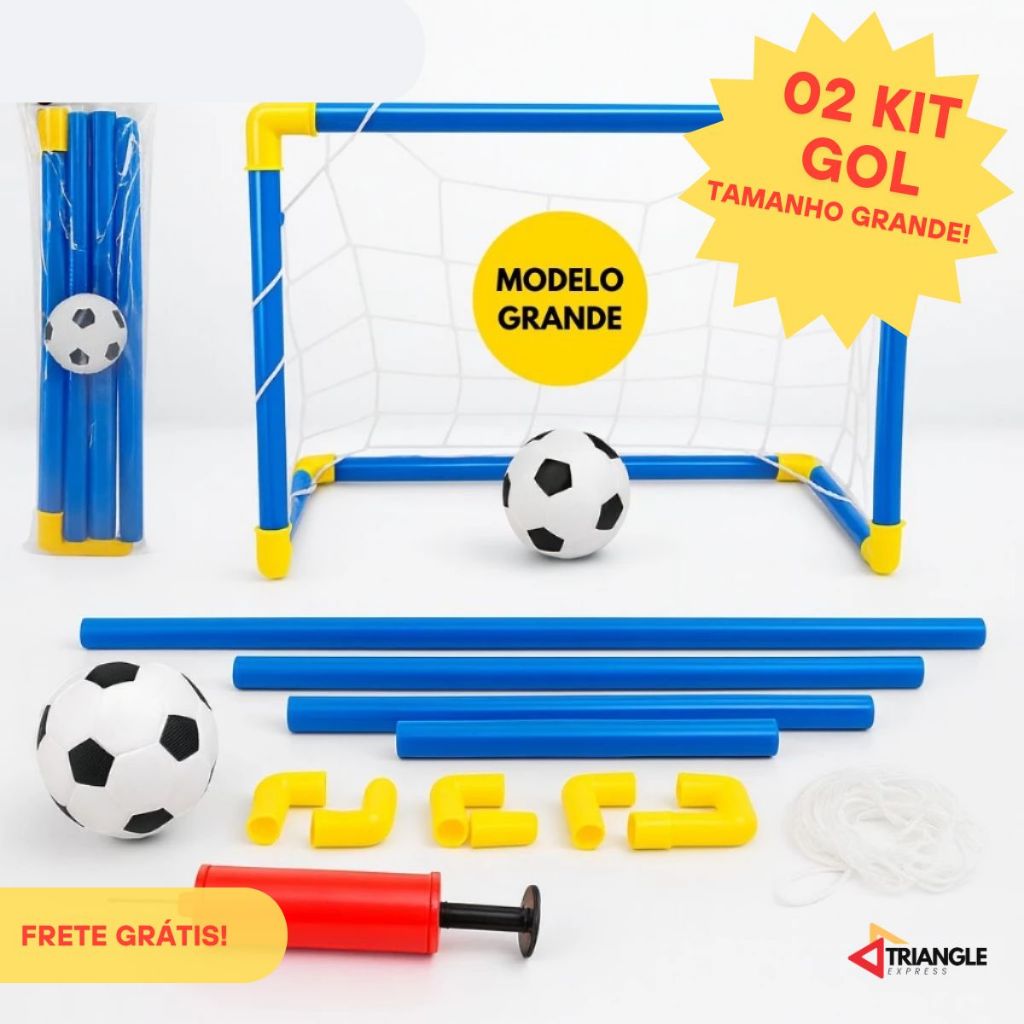 Kit Mini Trave com Rede + Bola + Bomba de Encher Trave Golzinho Futebol Infantil