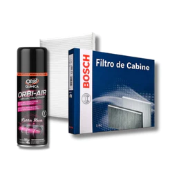 Filtro De Cabine Ar Condicionado Da Bosch + Higienizador Orbi- Air Prisma 2013 2014 2015 2016 a 2020