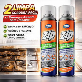 Kit 2 Espuma Desengordurante Zip 300Ml Limpeza Pesada Fogão Forno Air Fryer Coifa Microon…