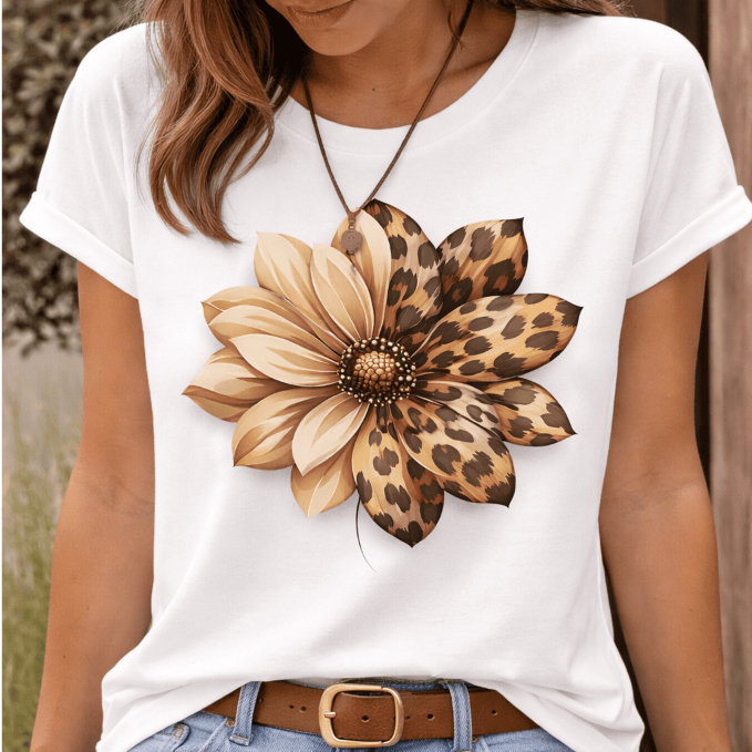 Camiseta Floral Estampada 100% Algodão Blusa Onça Blusa Rodeio Leopardo Camisa Country Masculina