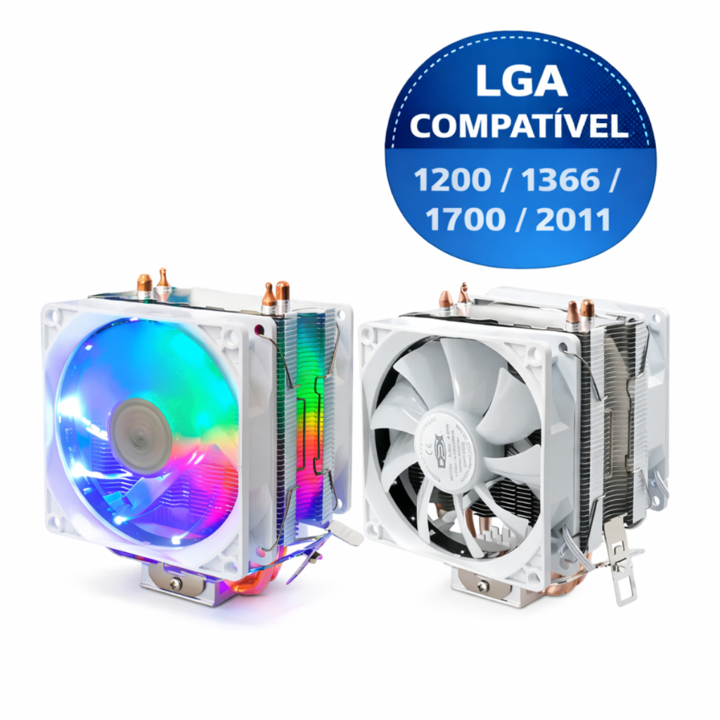 Cpu Cooler Processador 120mm Led Universal Intel Amd Fan Duplo x79 x99 Am3+ Am4 Dex