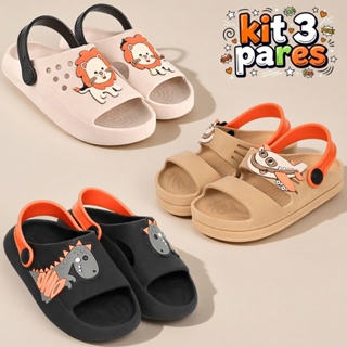 Kit 3 Pares Sandália Papete Menino Infantil Masculino Confortável em Oferta na Shopee