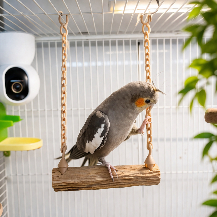 Poleiro Balanço para Aves | Brinquedo Interativo Anti-Stress para Pássaros | Conforto e Diversão