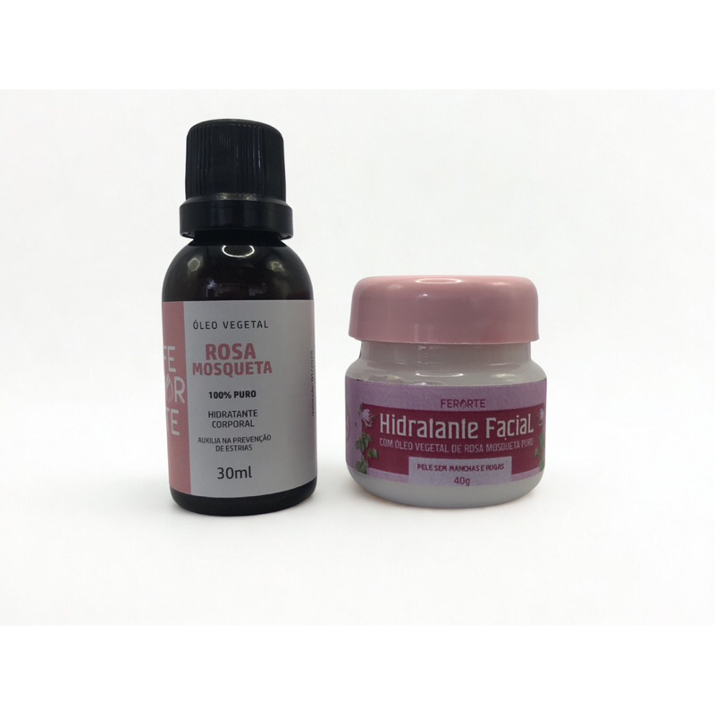 kit Óleo de rosa mosqueta mais creme clareador manchas, estrias, axilas escuras
