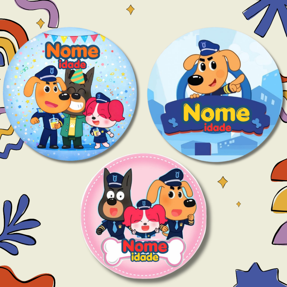 Kit de Etiquetas Adesivas Personalizadas DETETIVE LABRADOR Lembrancinha Decoração Festa Infantil Adesivo Aniversário