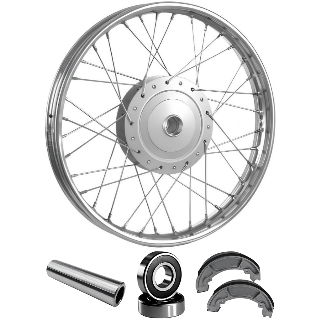 Roda Dianteira Raiada 4mm Honda Pop 100 Pop 110 Tambor + Lona/Rolamento/Espaçador