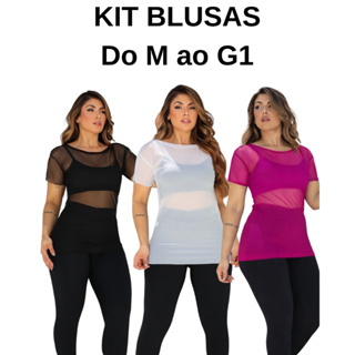 KIT 2 Blusas Feminina Tule Esportiva Treino Academia ENVIO IMEDIATO em Oferta na Shopee
