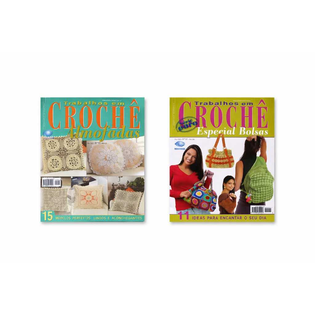 Kit Crochê 2 Revistas Trabalhos Em Crochê:almofadas E Bolsas