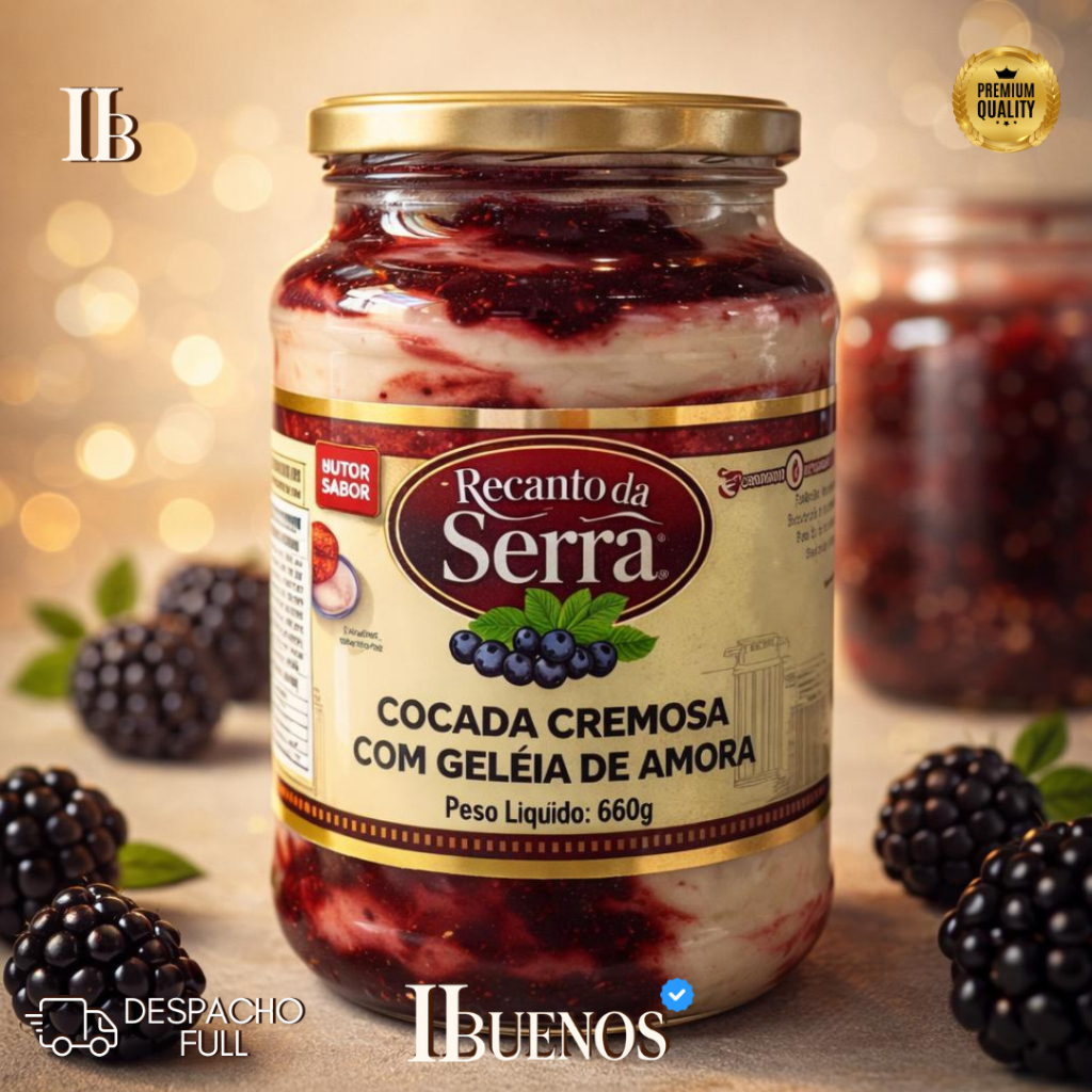 Cocada Cremosa com Geleia de Amora 660g - Recanto da Serra